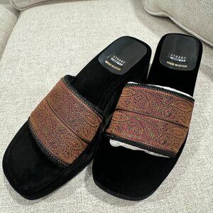 New in Box - Stuart Weitzman Shuffle Crimson Jacquard Sandal Size 5.5